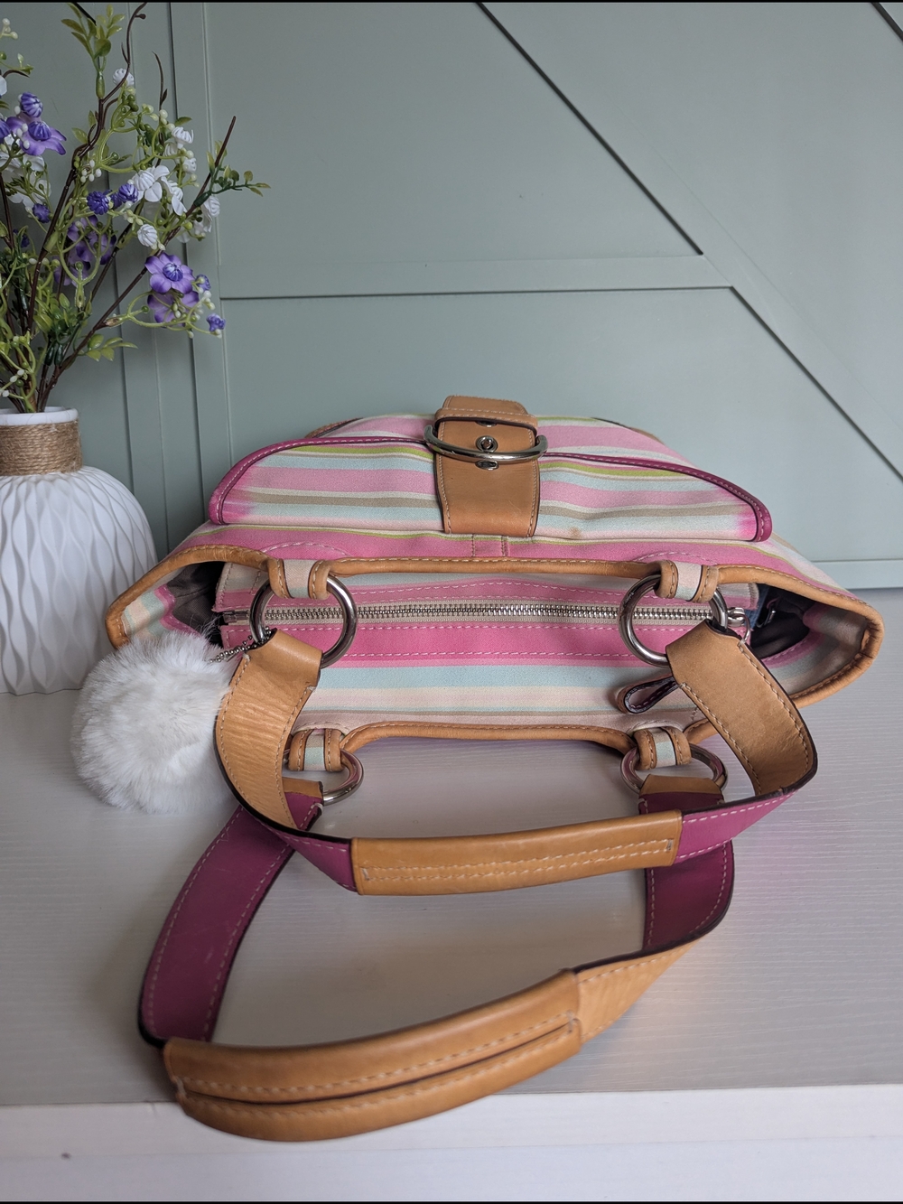 Coach Soho Twill Stripe Small Tote, a vintage - Picture 8 of 12